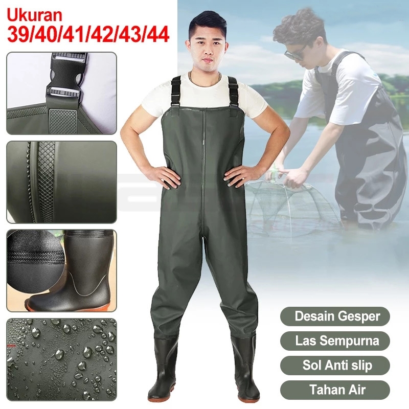 Sepatu Boot Karet Sepatu Bot Pria Wanita Petani Sawah Panjang / Sepatu Bot Air One-Piece Full Body /