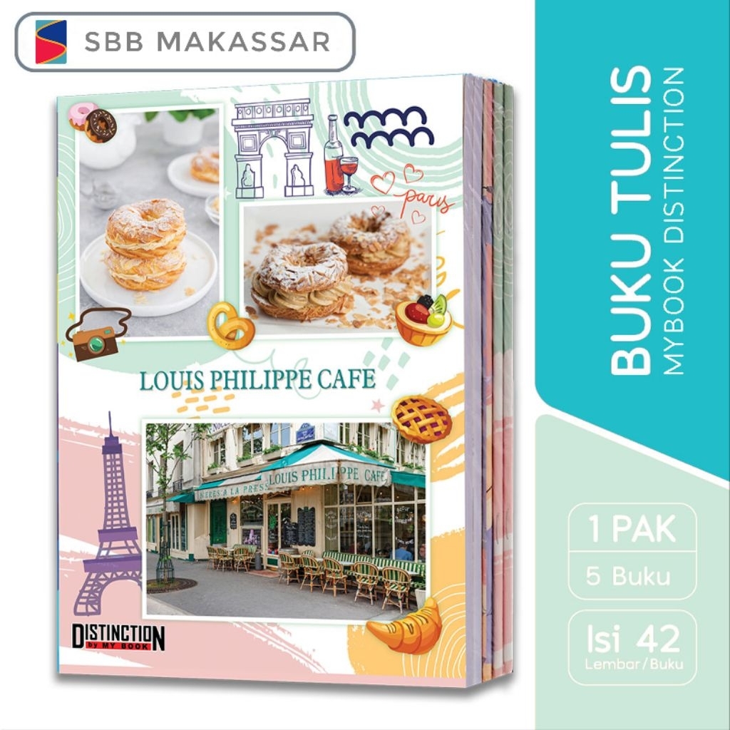 

My Book Distinction Buku Tulis Cafe Paris 42 Lembar Boxy - 5 Buku