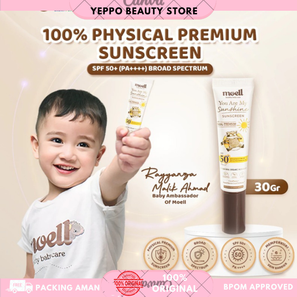YEPPO -Moell Physical Sunscreen Anak & Bayi SPF 50+ (PA++++) 30 ml