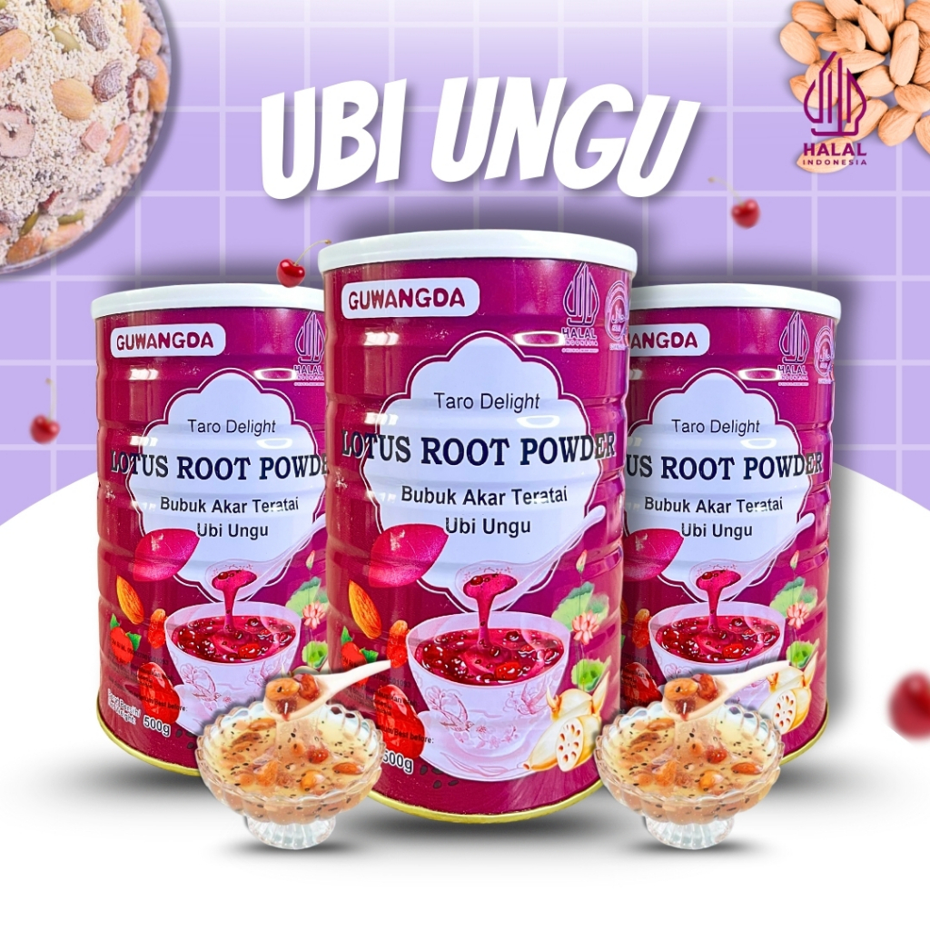 

Oufen Lotus Root Powder Purple Potato Nut Ubi Ungu Lotus Root Soup Bubur Akar Teratai OU FEN 藕粉 500Gr Halal BPOM