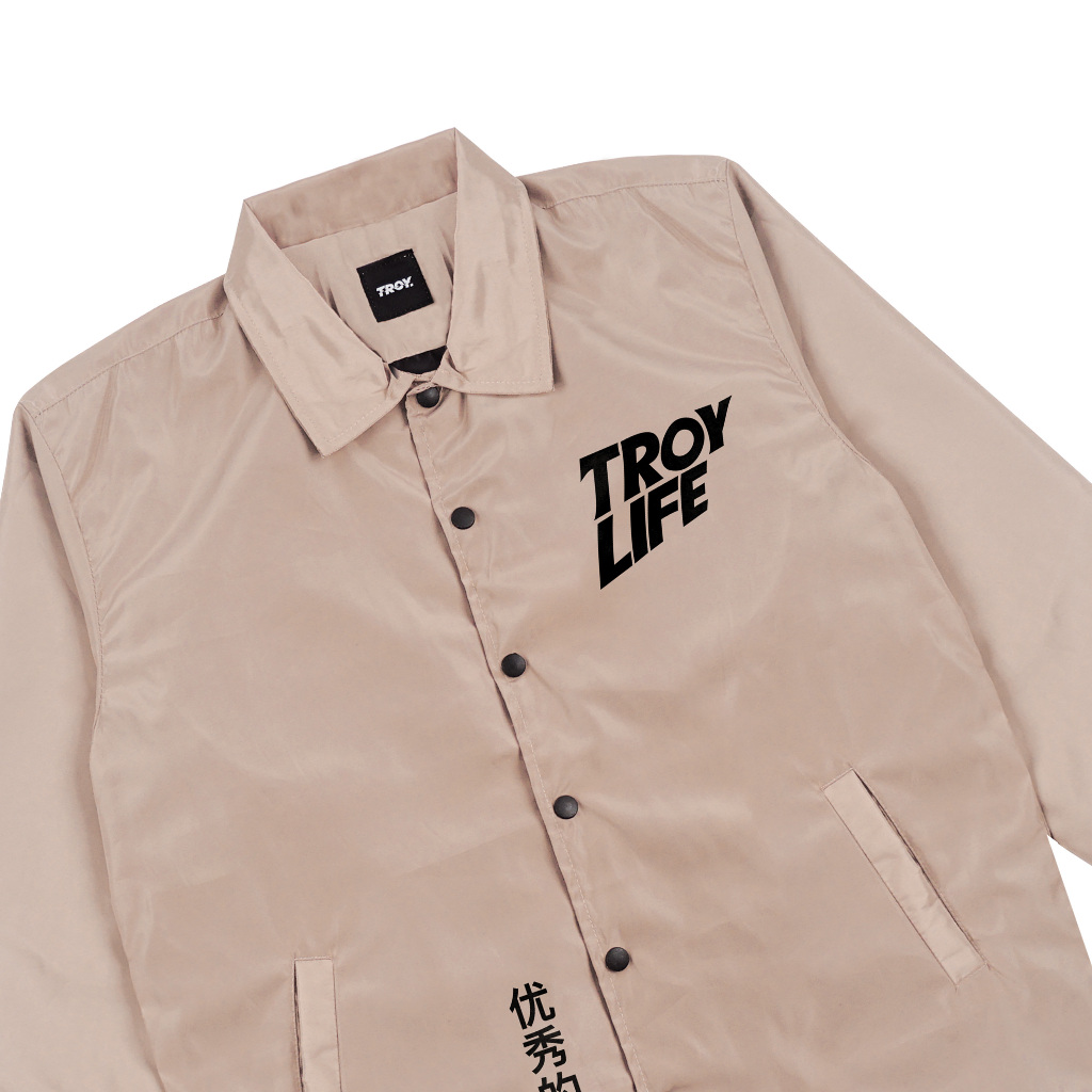 Troy Company Coach Jacket Troy Life Khaki - Jaket Windbreaker Coklat Khaki WN 3130