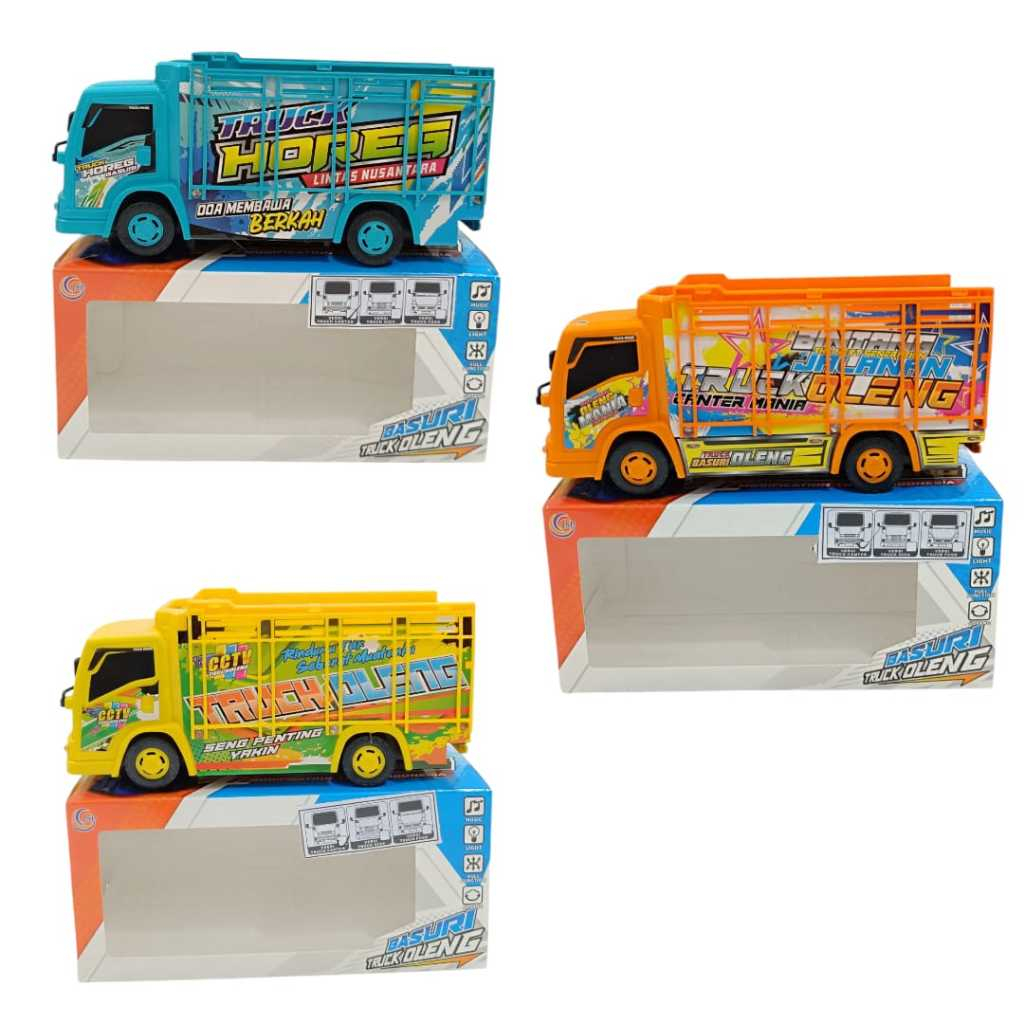 Mainan Miniatur Truk Oleng Basuri Free Sticker / Set Mainan Bus Truk Oleng Basuri Lampu Dan Musik