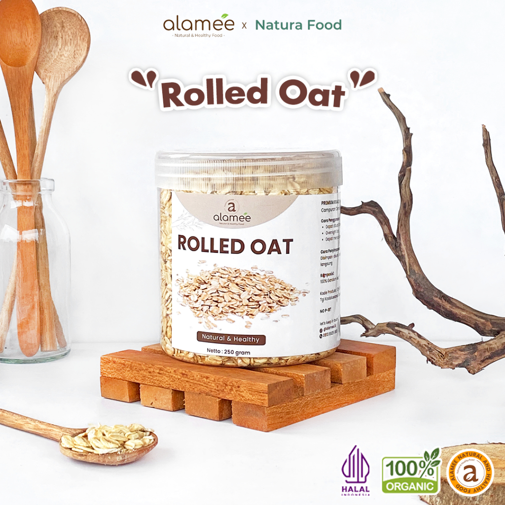 

ALAMEE Rolled Oat Gandum Utuh Kasar oatmeal wholegrain Natural Premium Alami Oatmeal Instan 250gr