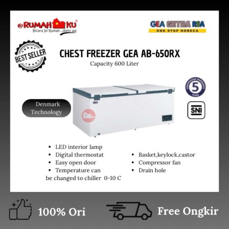 GEA CHEST FREEZER AB-650RX/FREEZER BOX GEA KAPASITAS 600L/FREEZER BOX GEA
