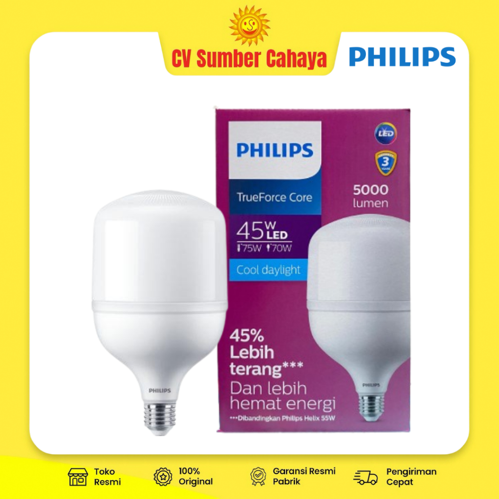 Philips Lampu LED TrueForce LED 45W 45Watt 45 Watt Putih Jumbo TrueForce Core Cool Daylight