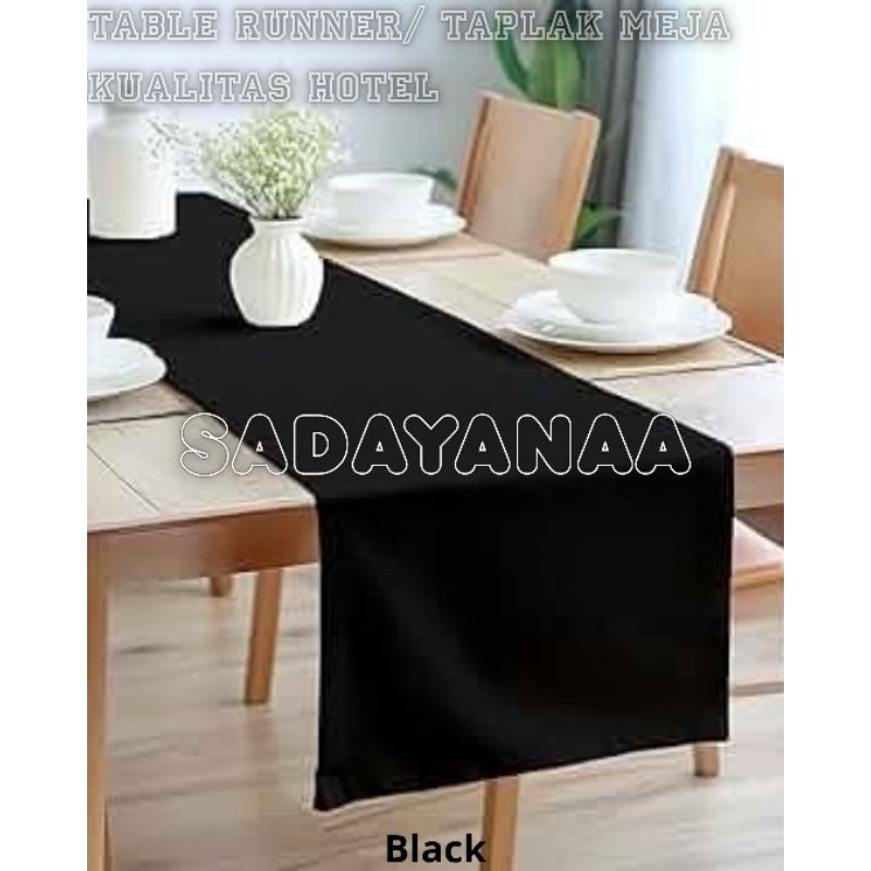 SADAYANA.ID - Taplak Meja / Table Runner Bahan Suede Premium Warna Hitam Kualitas Hotel