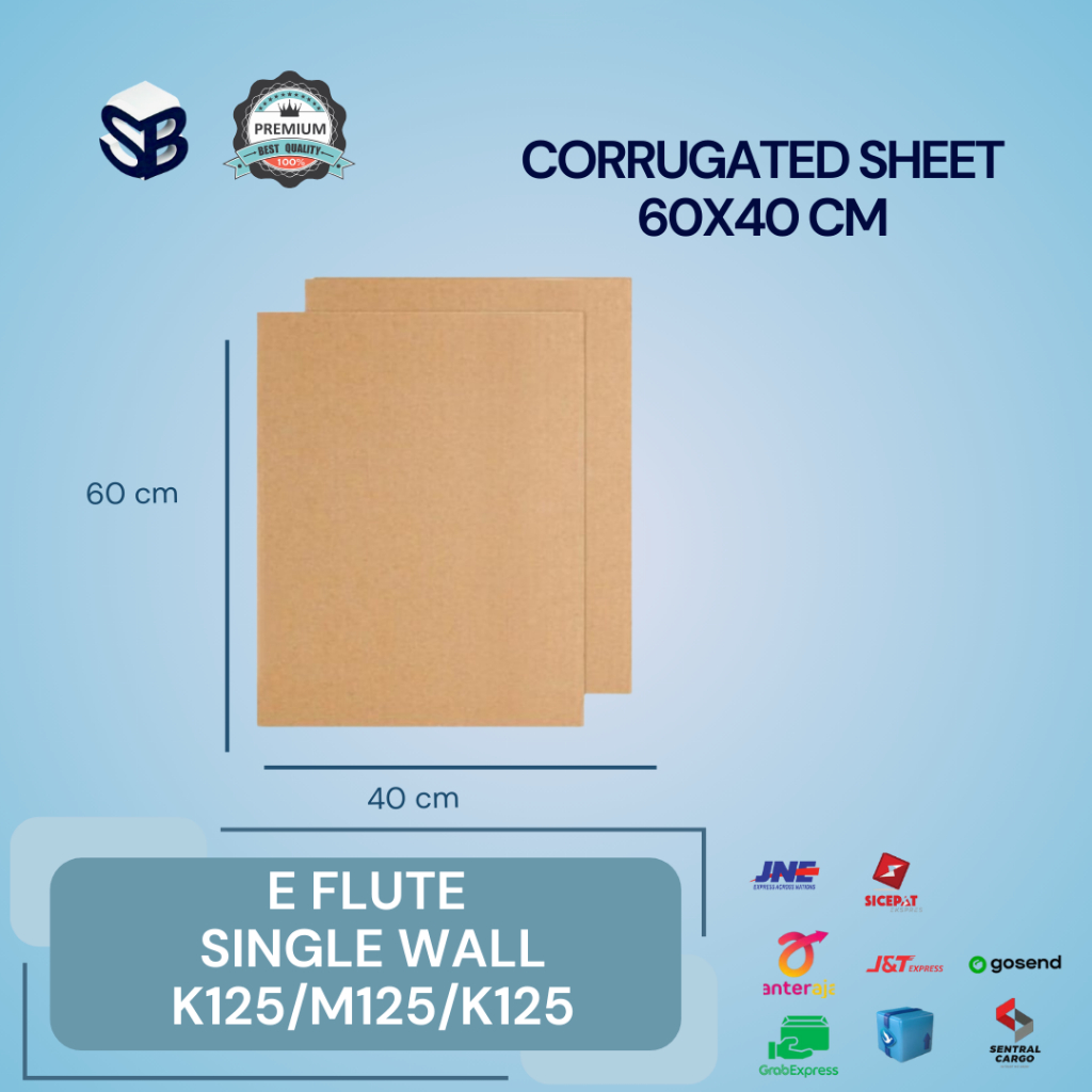 

Lembaran Kardus Polos Baru 60x40 cm Coklat Tebal +/-2mm | Single Wall E Flute | Harga Murah Pabrik
