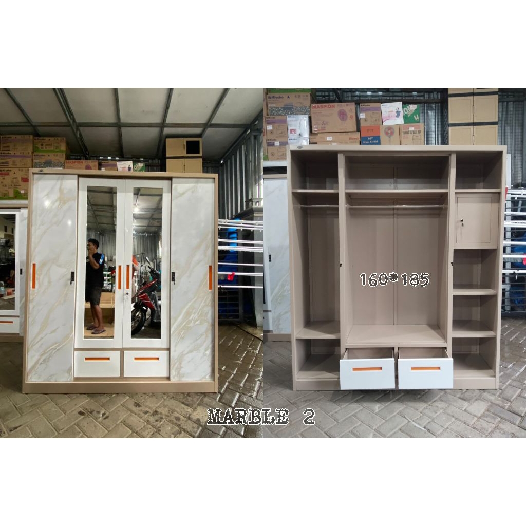 Lemari Besi Pintu Sleding 4 Pintu & 3 Pintu