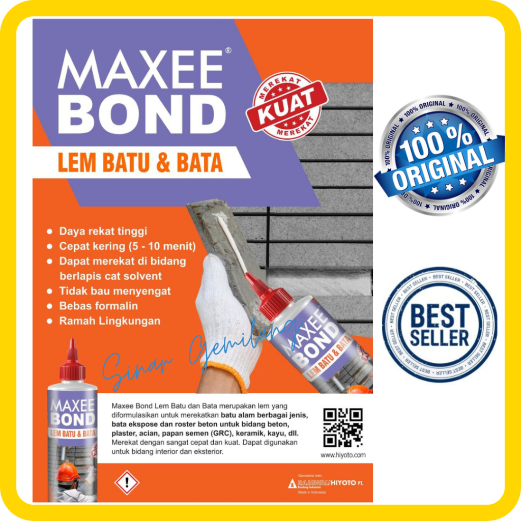 MAXEE BOND - LEM SERBAGUNA UNTUK BATA, BATU ALAM, KERAMIK, BATA RINGAN 500 GRAM
