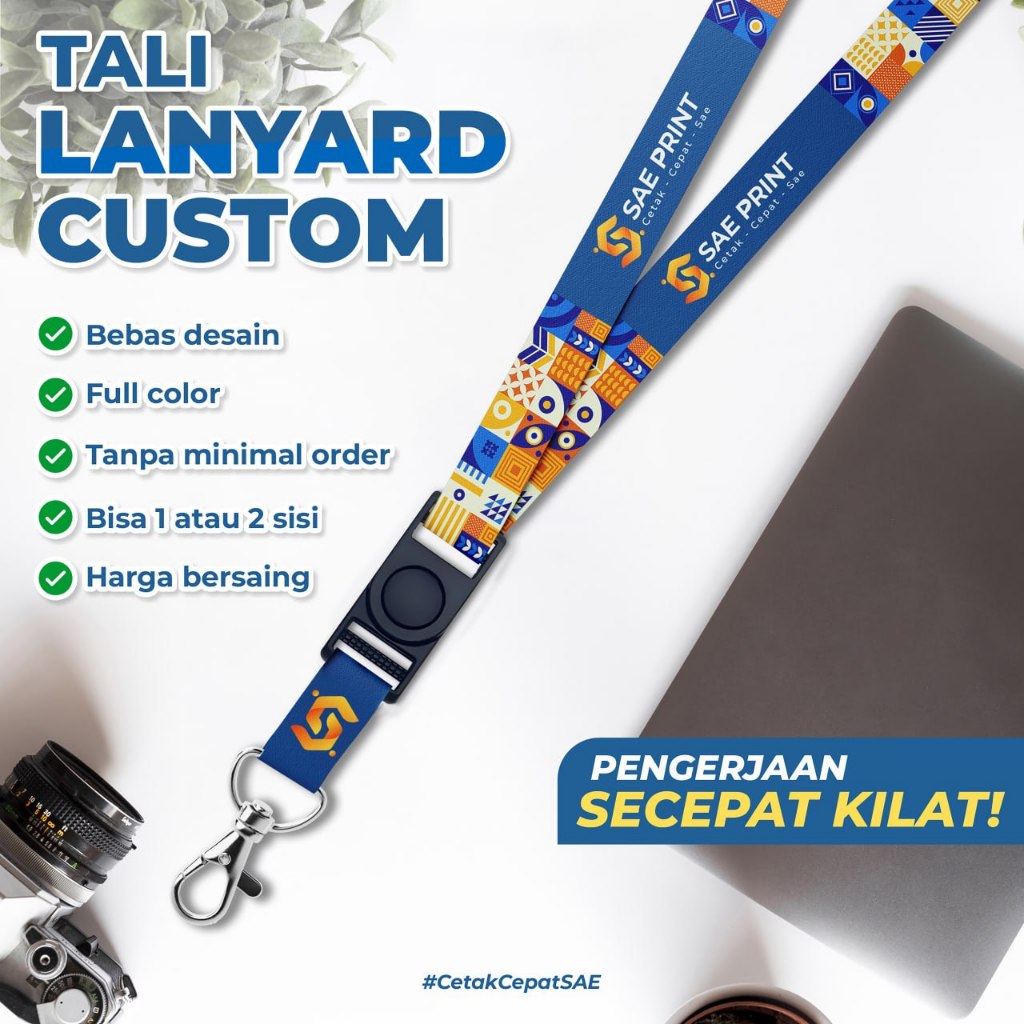 

TALI LANYARD CUSTOM | LANYARD ID CARD | 1 SISI / 2 SISI | 1 HARI JADI