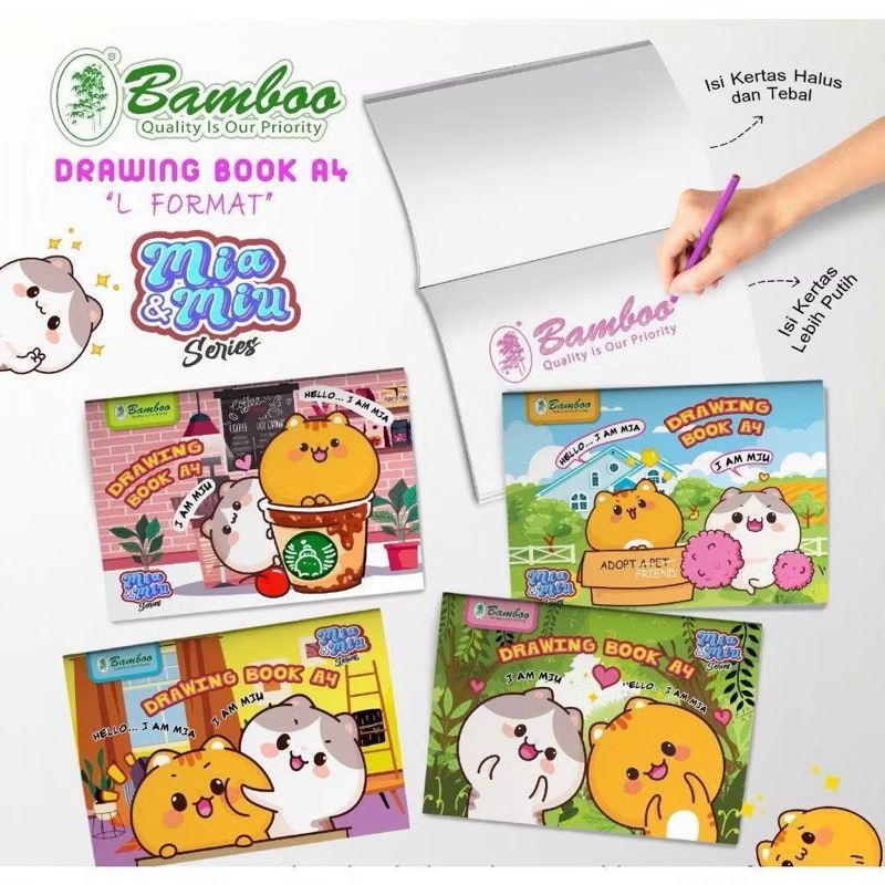 

(1Pcs) Buku Gambar A4 Bamboo Buku Gambar Fancy A3 Drawing Book Termurah! Best Seller