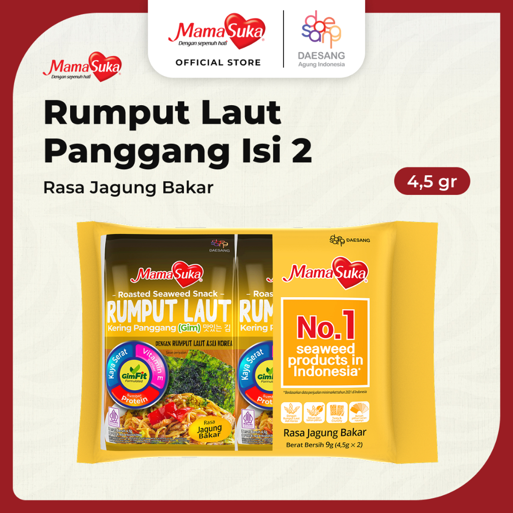

MamaSuka - Rumput Laut Panggang Jagung Bakar Isi 2 @4,5 gr