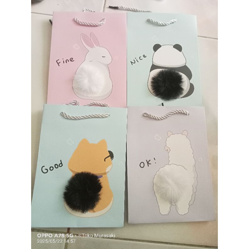

Paperbag gambar binatang lucu panda alpaca kelinci anjing bulu