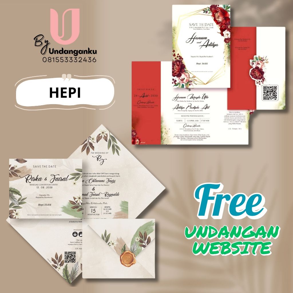 UNDANGAN PERNIKAHAN CETAK | UNDANGAN AESTHETIC FLORAL | UNDANGAN TEMA HEPI | UNDANGAN PERNIKAHAN CET