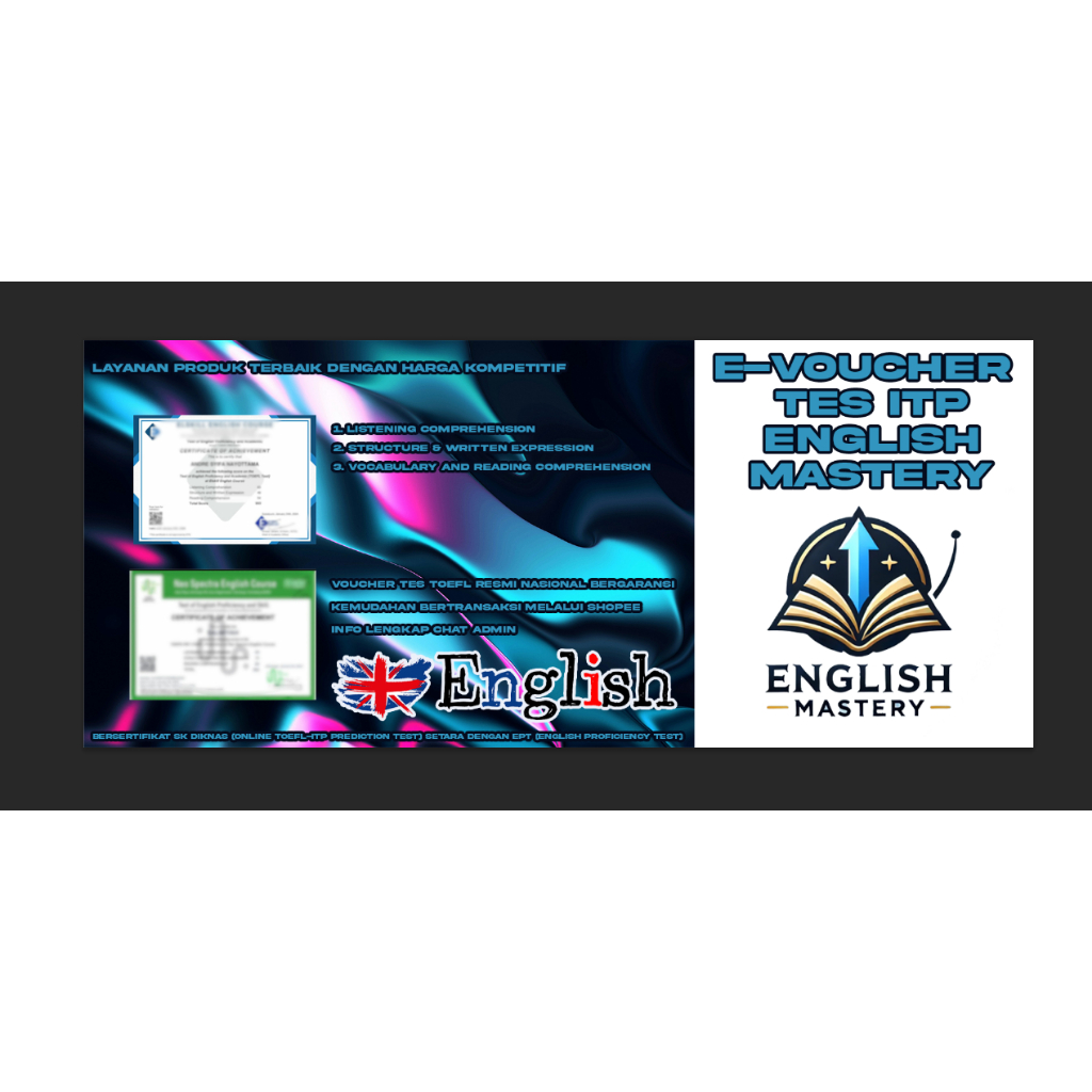 Preparation Tes TOEFL Online E-Sertifikat resmi