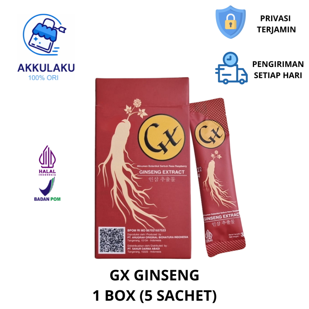 GX Ginseng Extract 5 Sachets Minuman Serbuk Ginseng Rasa Raspberry | Minuman Pria Stamina Herbal