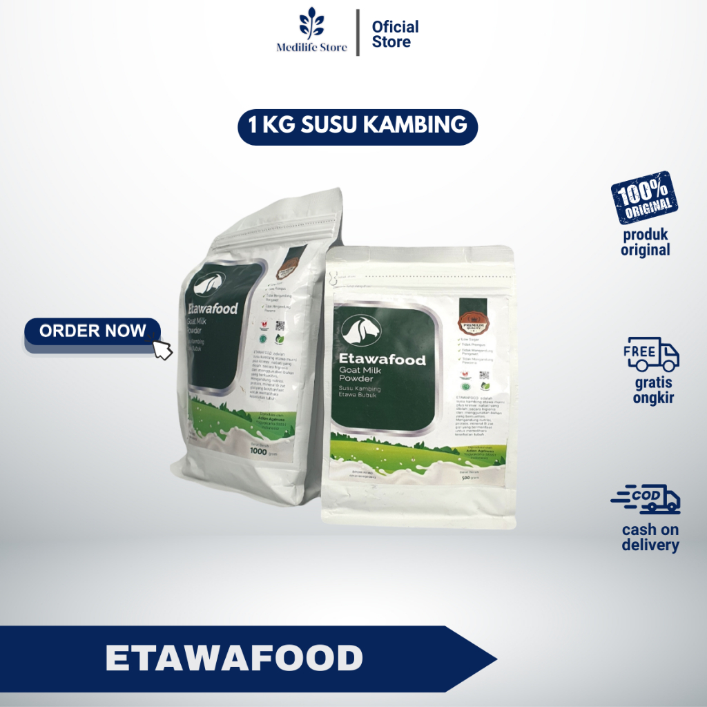 

SUSU KAMBING ETAWAFOOD 1KG - susu bubuk etawa kualitas premium | bernutrisi tinggi & bisa jadi pengganti makan | 100% original