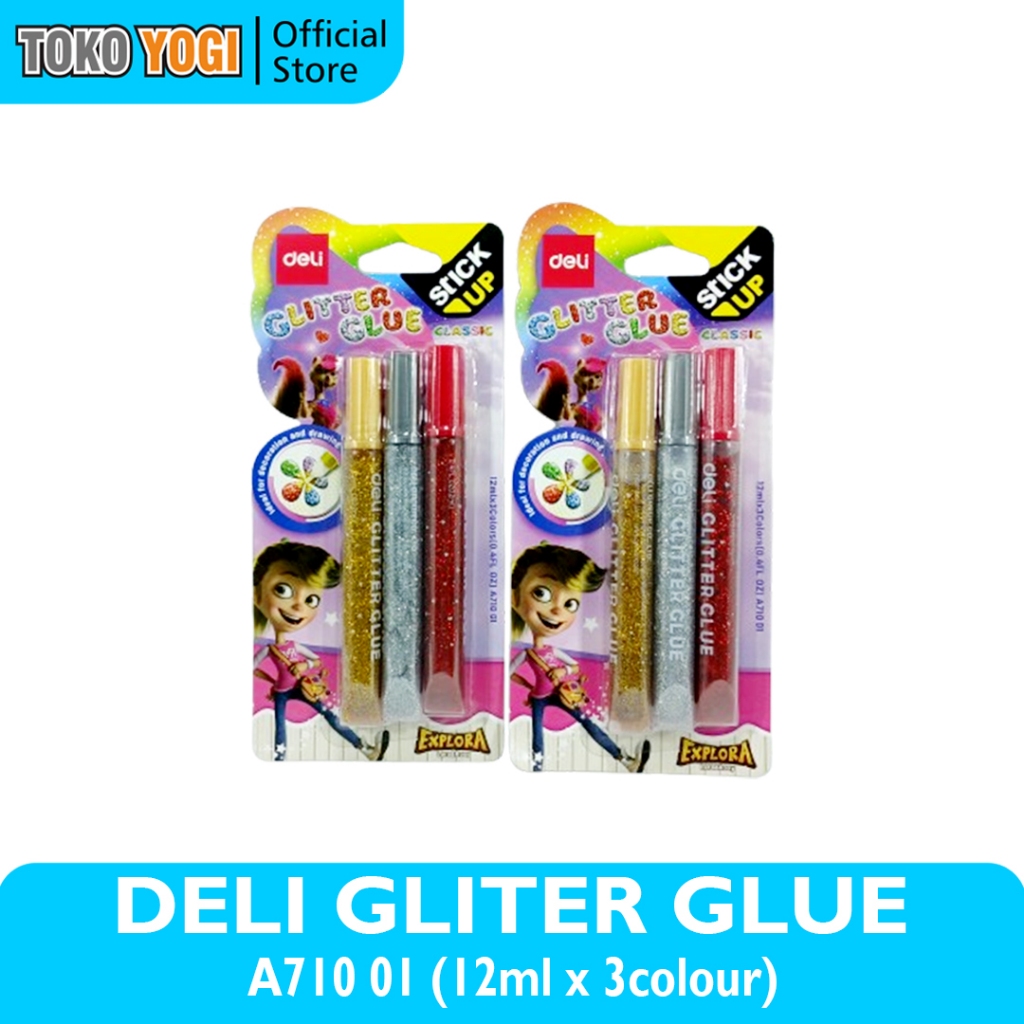 

DELI GLITTER GLUE CLASSIC A71001 12ml ISI 3 WARNA || LEM GLITTER