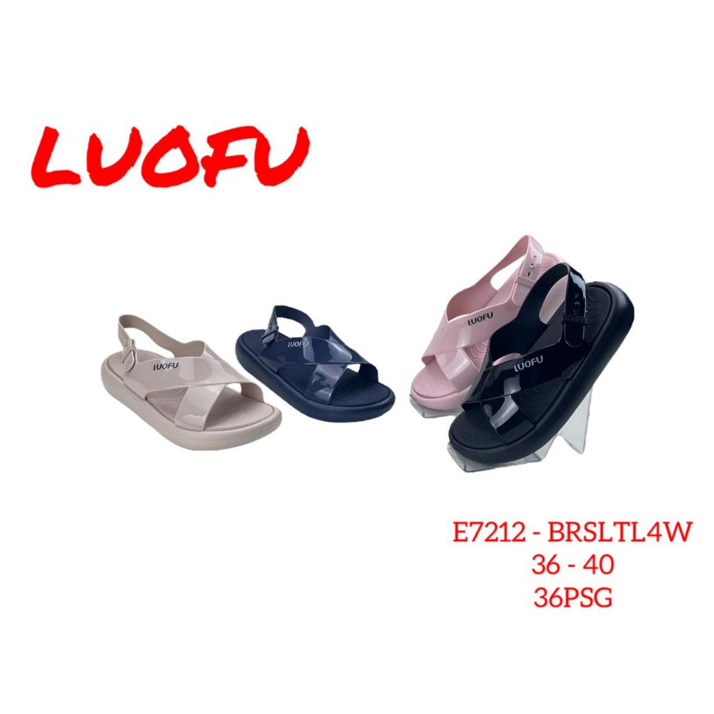 Luofu Sendal Selop Silang Tali Belakang Wanita Jelly Karet EVA E7212-BRSTL4W