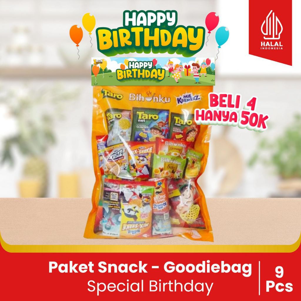 

Goodie bag-Paket Fun Snack Birthday Edition - Paket Hampers Anak - Paket Ultah - Free Kartu Ucapan