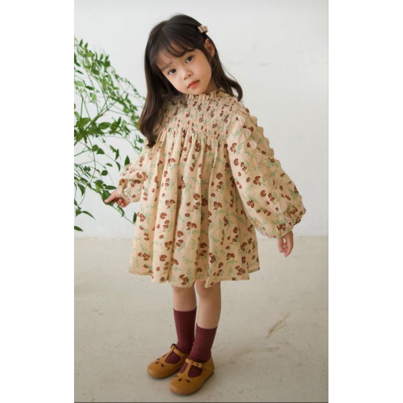 dress anak import premium smoke coklat