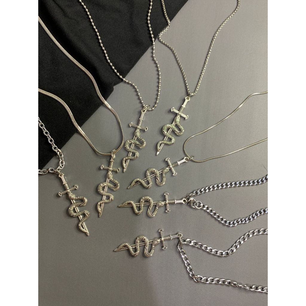 Kalung Titanium Liontin Pedang 3D Anti Karat