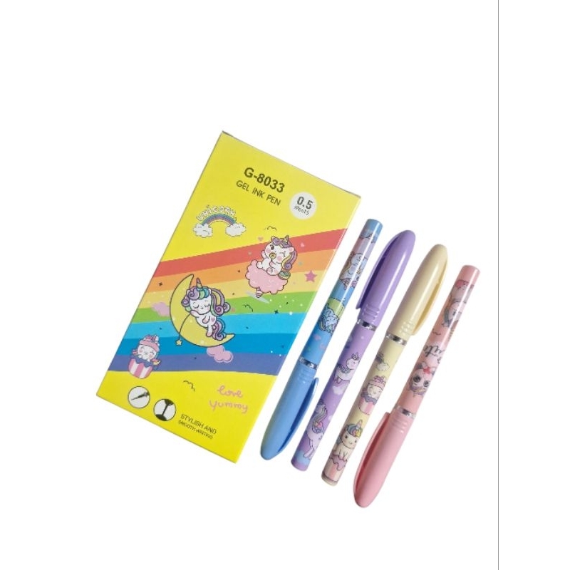 

Motif Unicorn/Kuda Pony-12 Pcs Pulpen Gel Hitam 0.5mm/Pena Gel/Pulpen Fancy/gel ink pen/Pulpen Basah