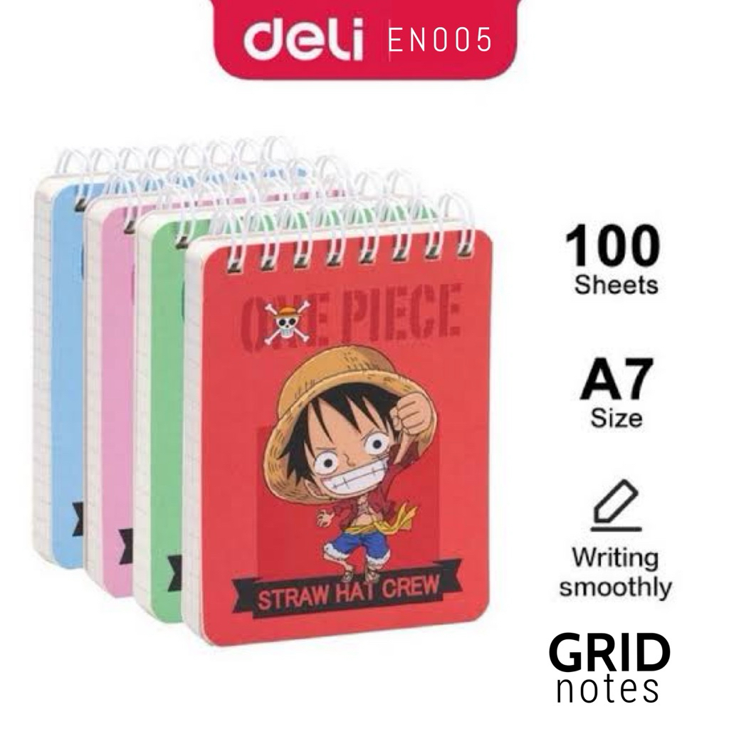 

Deli Spiral Notebook A7 One Piece EN005 | buku catatan kotak2 | Mini Pocket Size | 100 Lembar