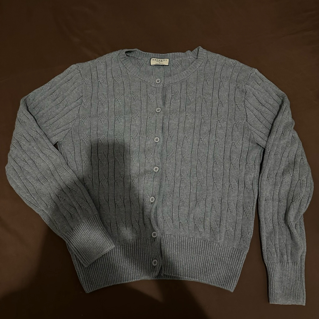 Preloved Kara Kiri - Carol Cable Knit Cardigan Grey