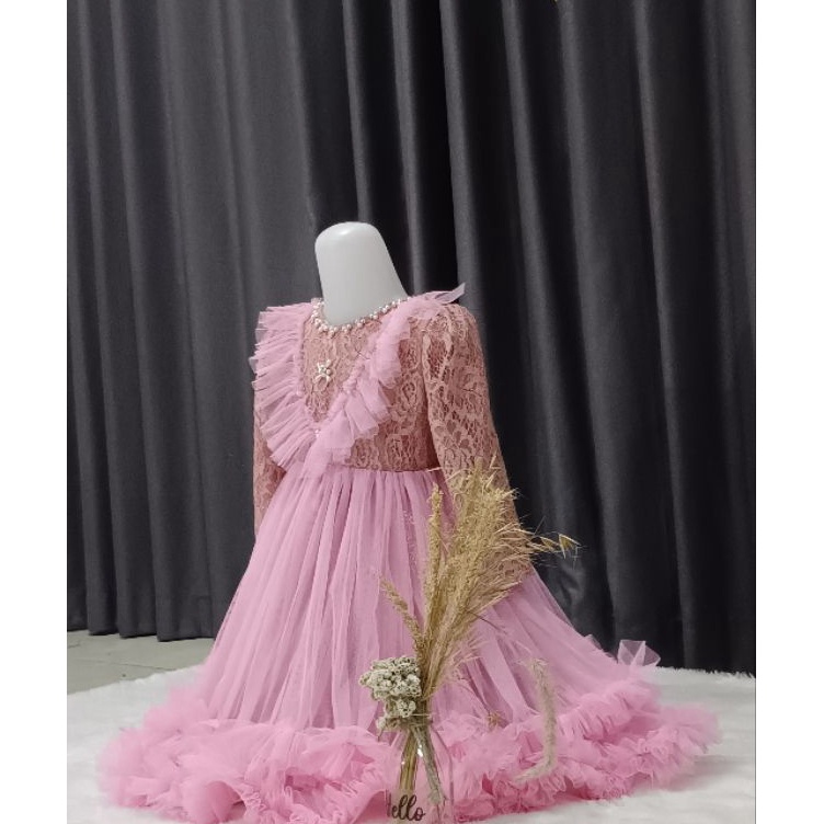 Gaun Pesta Anak Arsy Gaun Gamis Anak Usia 112 Tahun Bahan Brukat Tule Mewah Long Dress KODE O9P5