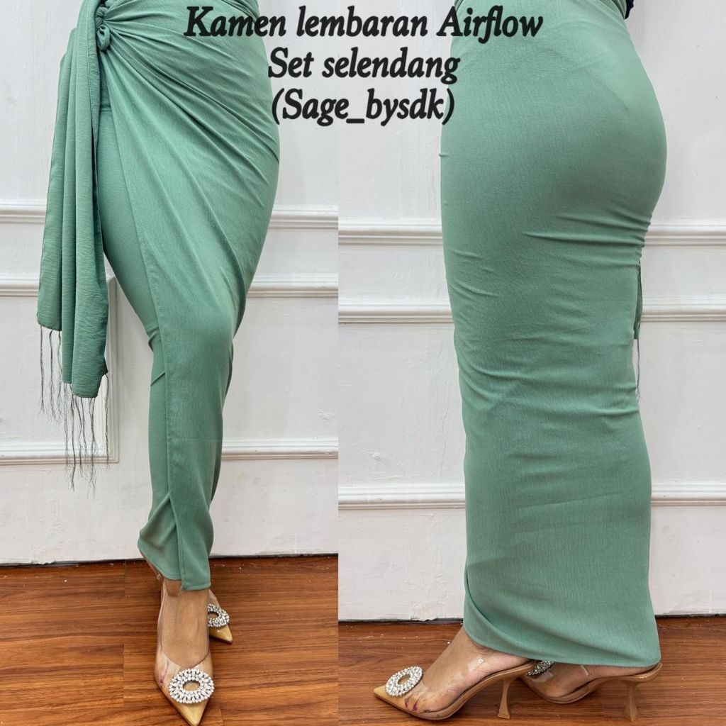 Gratong Best Seller!! Kamen Lembaran Polos Airflow & Selendang Kamen Bali Lembaran