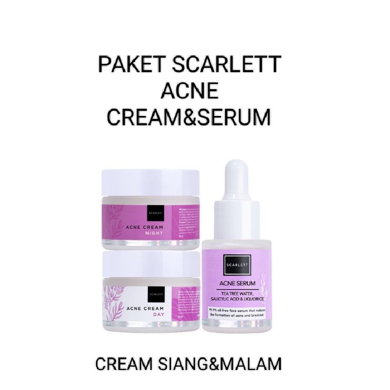[23/5, 01.28] Andi: PROMO Paket Jerawat Scarlett Acne Serum Cream Jerawat Dan Paket Pencerah wajah&P