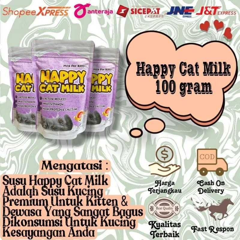 susu kucing happy cat milk SUSU KUCING BAYI KITTEN BAYI BARU LAHIR DEWASA CAT MILK 100gr MURAH