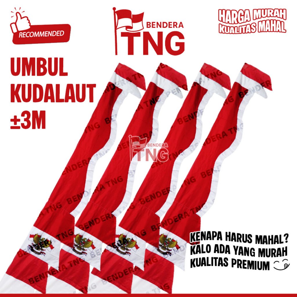 Umbul-Umbul Model Kuda Laut Bendera Umbul Umbul Merah Putih 3M Termurah