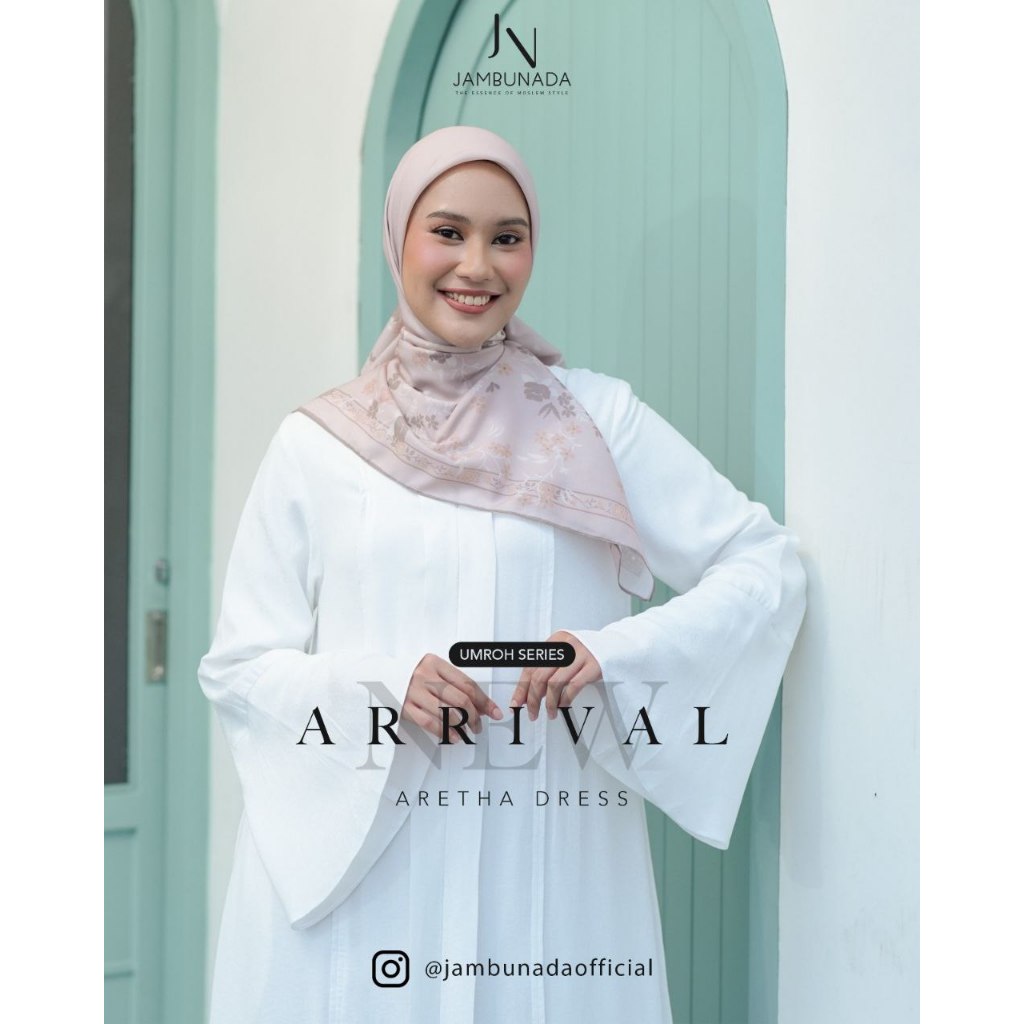 Jambunada Aretha Dress set Inner / Gamis wanita dewasa / Gamis premium set Inner putih White