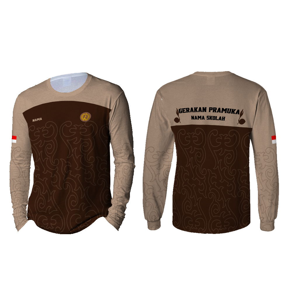 Kaos Baju Lengan Panjang Pramuka Pembina Fullprint / Kaos Baju Guru Pramuka