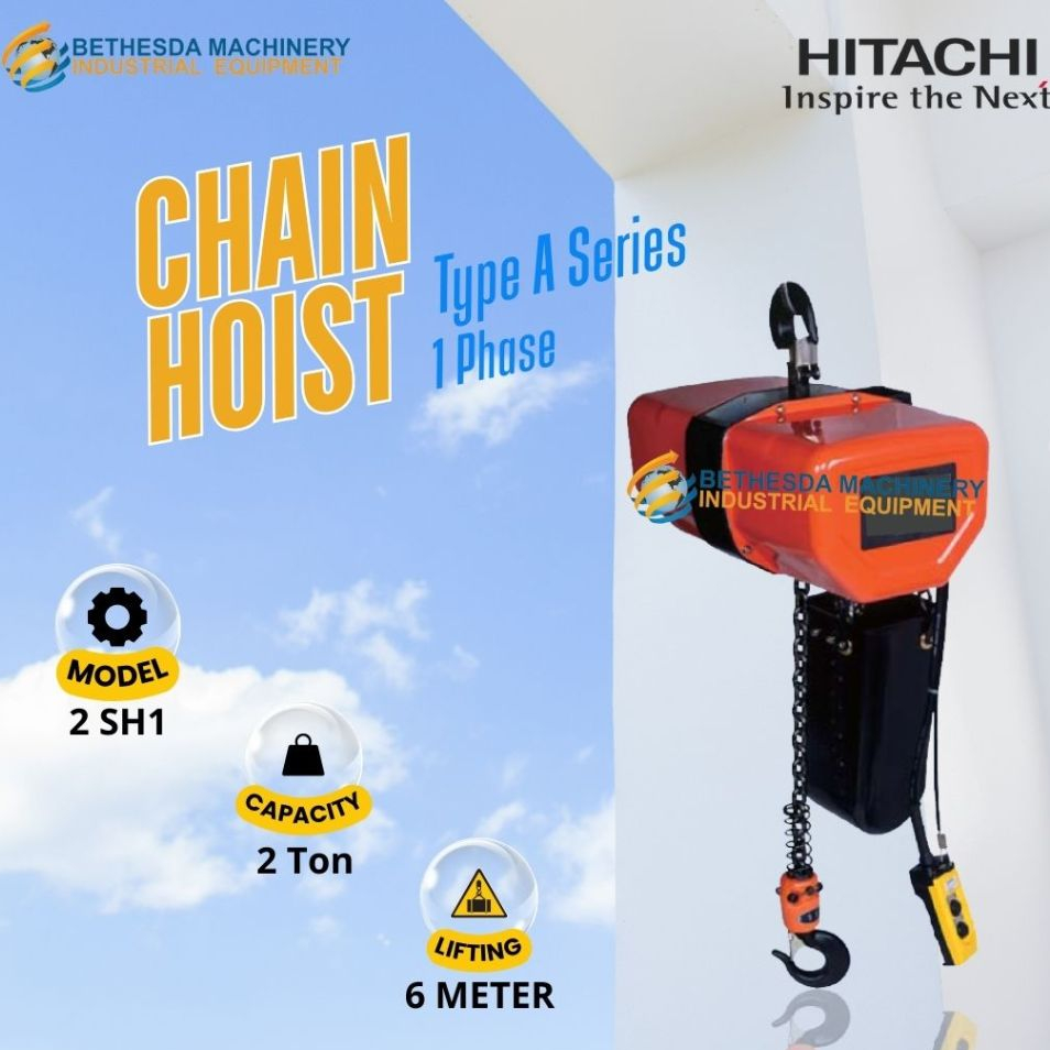 Hoist Crane Hitachi 2 SH1 Electric Chain Hoist 2 Ton 6 Meter 220Volt