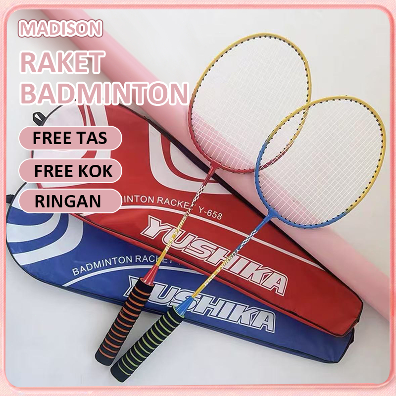 RAKET KOK BADMINTON/Raket Badminton Paket Komplit/raket original/Set bulu tangkis berisi 2 bola bulu