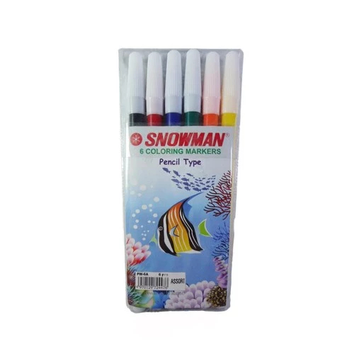 Spidol Kecil Snowman PW-6A 1 Set Isi 6 Warna / Spidol Snowman Kecil