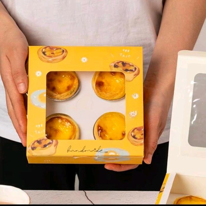 Box Egg Tart Box Yellow Dus Kotak Eggtart Kue Pie  Snack Box Mini Alas Lobang Dus Catering