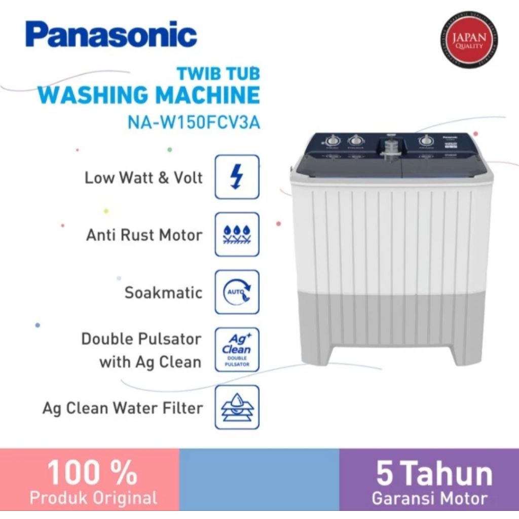 MESIN CUCI PANASONIC 2 TABUNG 15KG NA-W150FC MESINCUCI PANASONIC 15 KG