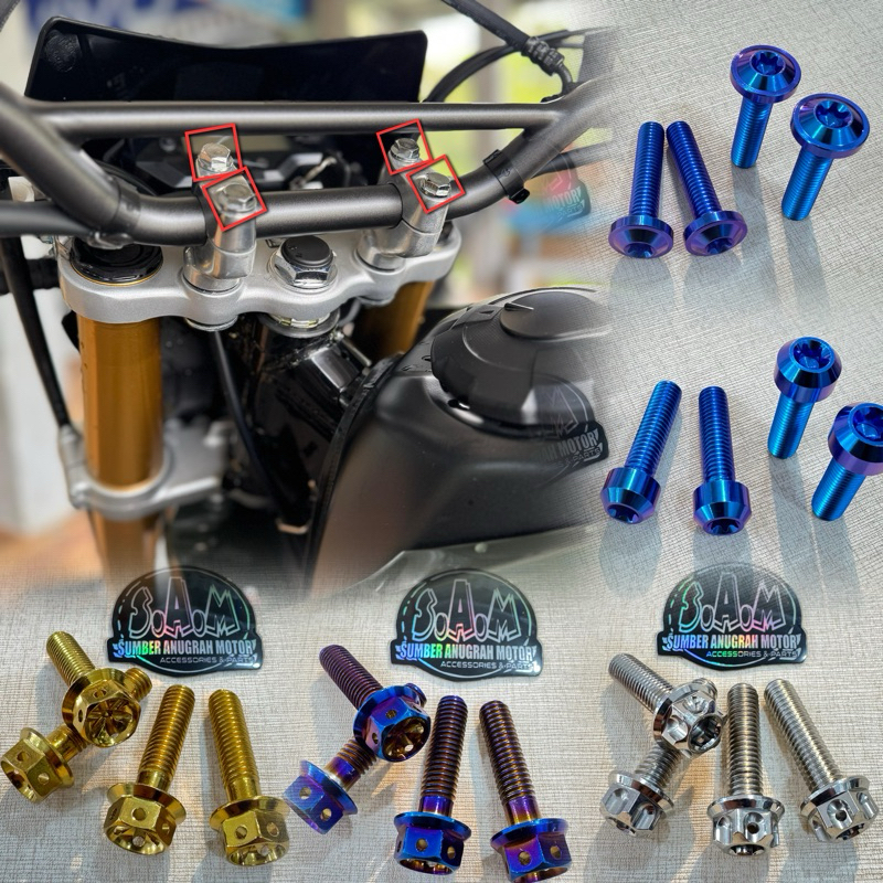 BAUT RAISER STANG ORI CRF150 PROBOLT & TITANIUM (harga set 4pcs) Cekak klem kleman stir Crf original