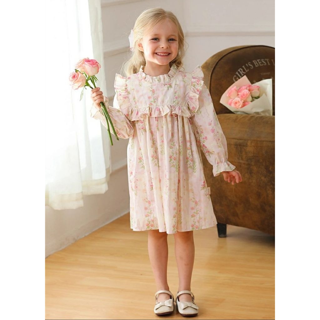 Hnz Kasacima-Cassandra long Sleeve// dress anak import// dress anak vintage