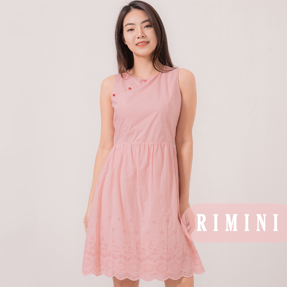 RIMINI - Kaili Dress 522213 Dress Midi Katun Wanita Tanpa Lengan Bordir Eyelet Outfit Casual Pesta