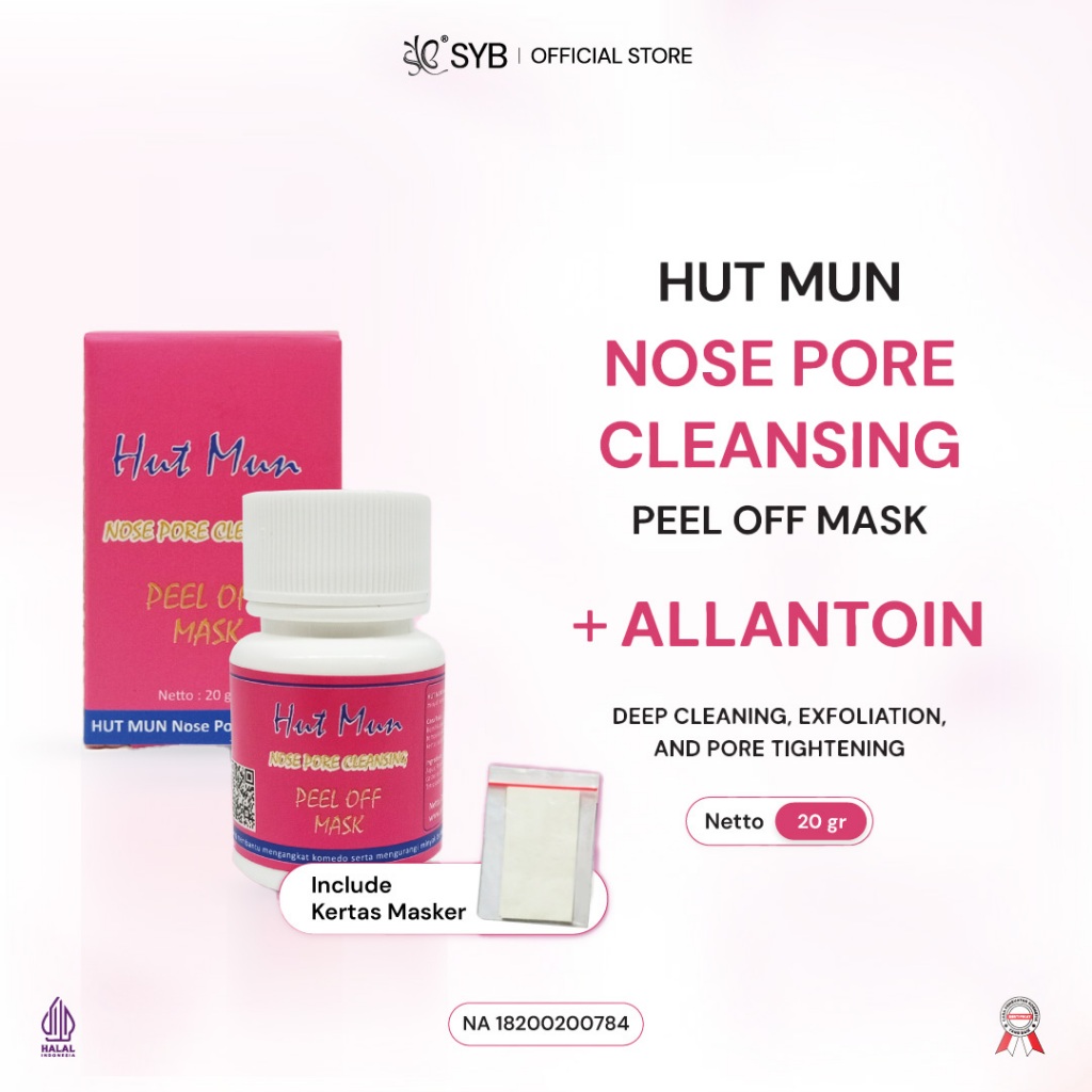 NEW SYB HUT MUN Nose Pore Cleansing Peel Off Mask dengan Allantoin 20gr untuk Membersihkan Pori