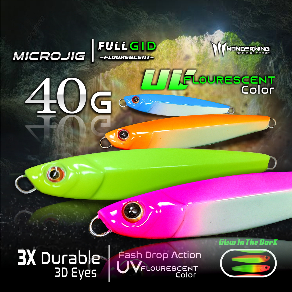 Umpan Metal Jig 40 Gram Full GID UV Neon Umpan Glow In The Dark 40gr 40grm Micro Jig 40g 40gram 40 g