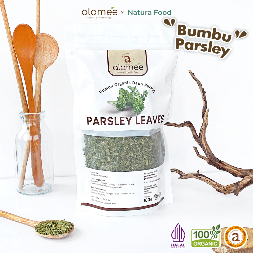 

ALAMEE Parsley Flakes Dried Persley Daun Peterseli Kering Leaves Bumbu Dapur Garnish 100 Gram