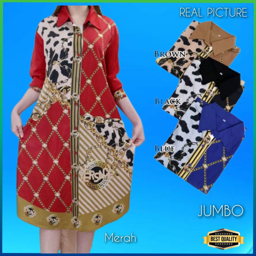 Baju Gaun Jumbo Wanita Molucella Dress Jumbo LD 120 Natal Korea Pesta Biru