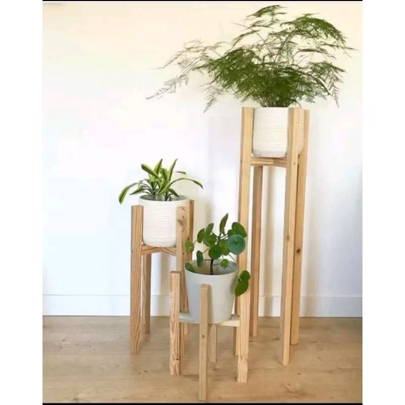 standing planter standing pot kayu tatakan pot tanaman kayu minimalis aesthetic  / rak pot kayu mini