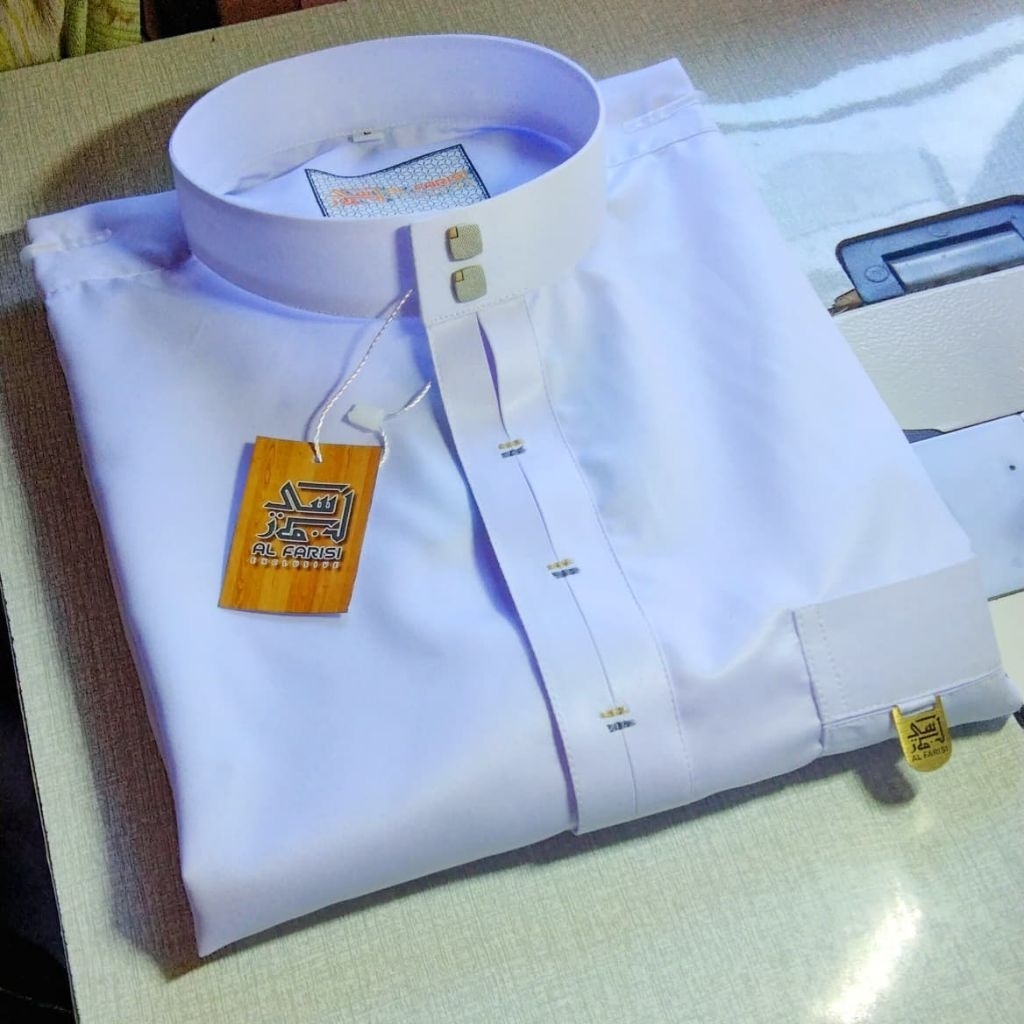 Baju Koko  Ahmad By Al Farisi , koko Pria lengan panjang Saudi Motif , Baju Putih Saudi